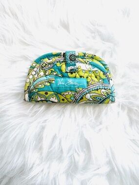 Vera Bradley Teal & Lime Paisley Quilted Jewelry Pouch - like new condition